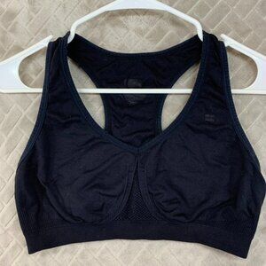Womans Sports Bra Size Medium Black Racer Back Gym Work Out Running